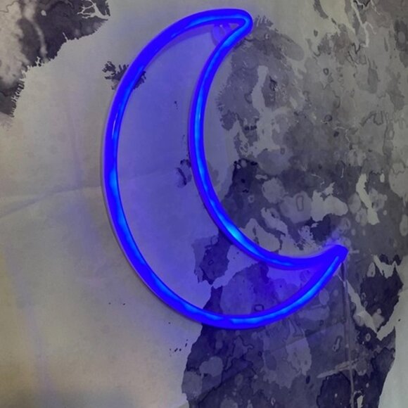 NEW LED Blue Moon Neon Light, Cute Neon Moon Sign, - Picture 2 of 10